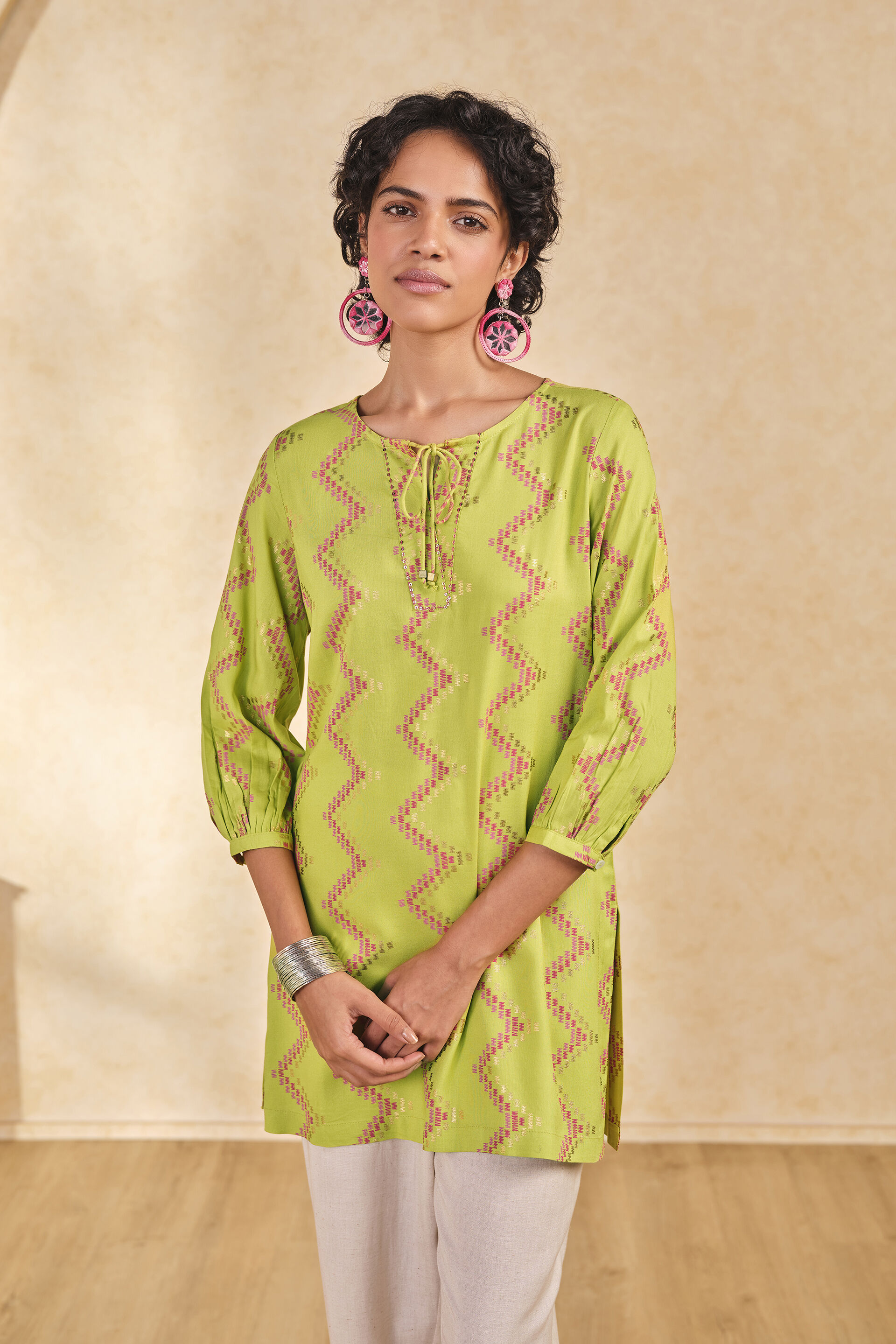 Lime Chevron Print Tunic, Lime, image 2